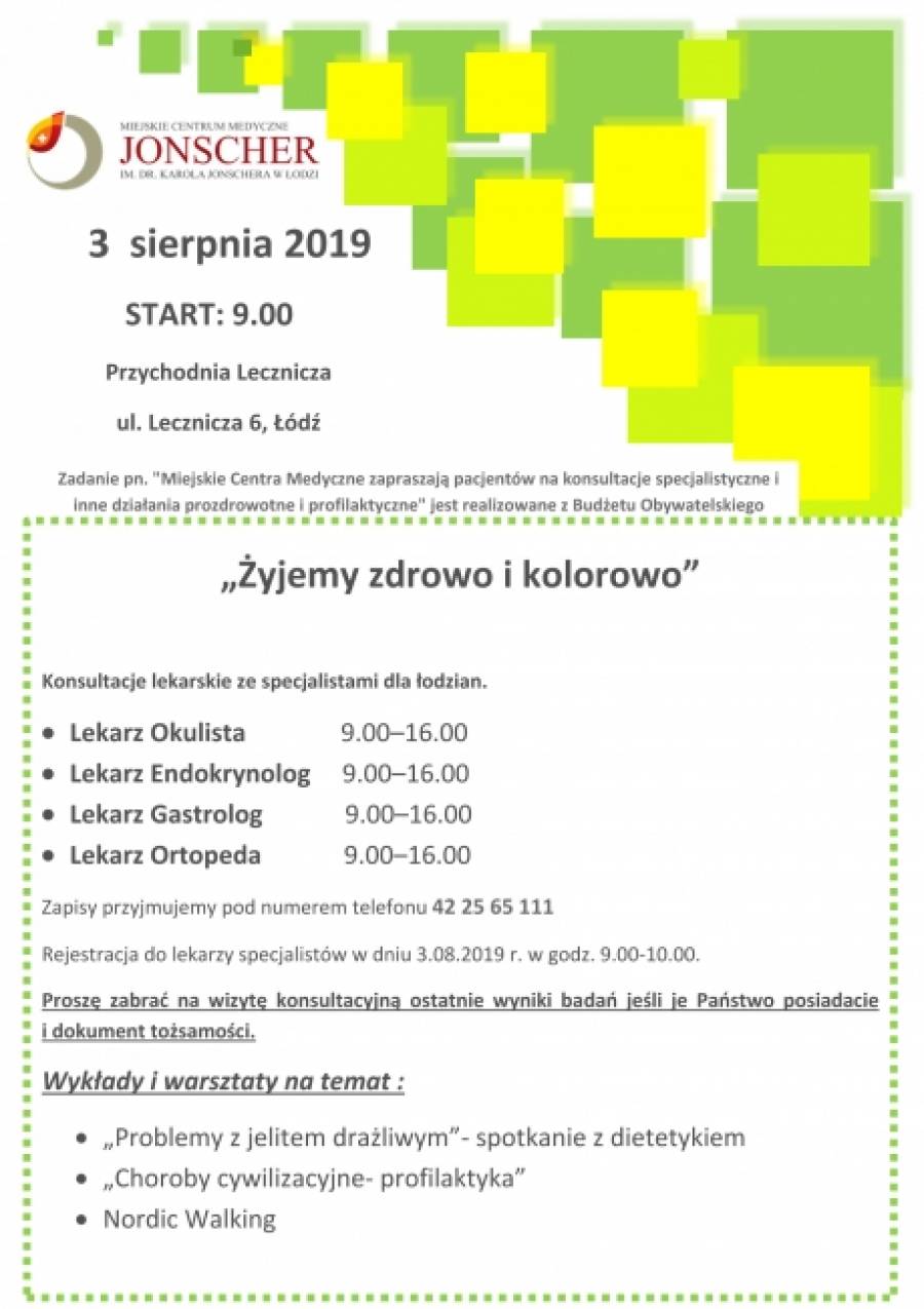 SPOTKANIE PROZDROWOTNE "ŻYJEMY ZDROWO I KOLOROWO" 3.08.2019 
