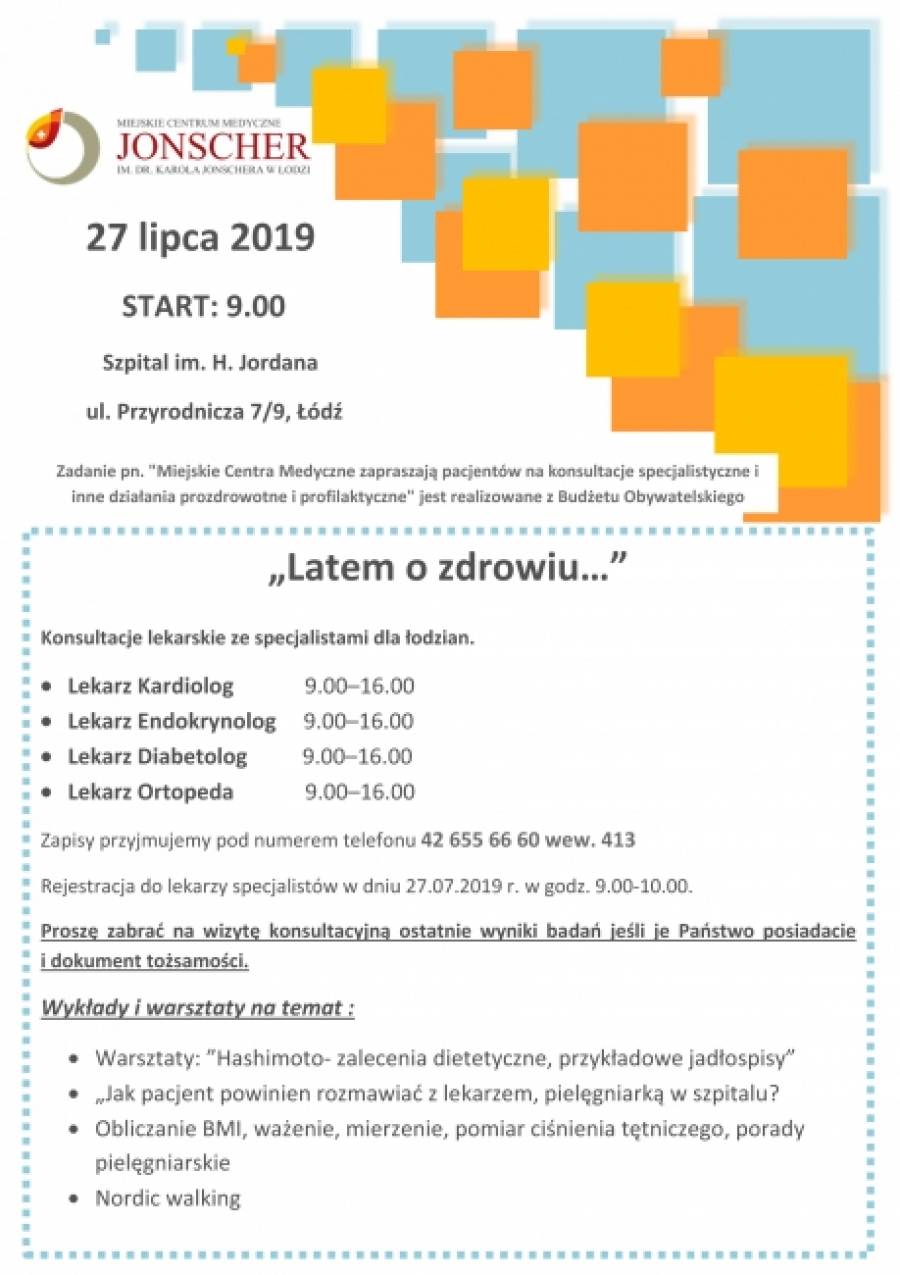 SPOTKANIE PROZDROWOTNE "LATEM O ZDROWIU..." 27.07.2019 