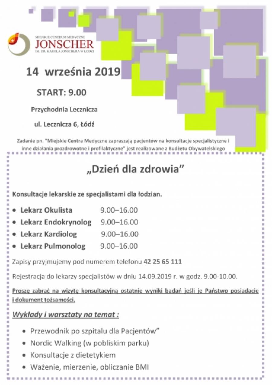 SPOTKANIE PROZDROWOTNE "DZIEŃ DLA ZDROWIA" 14.09.2019 