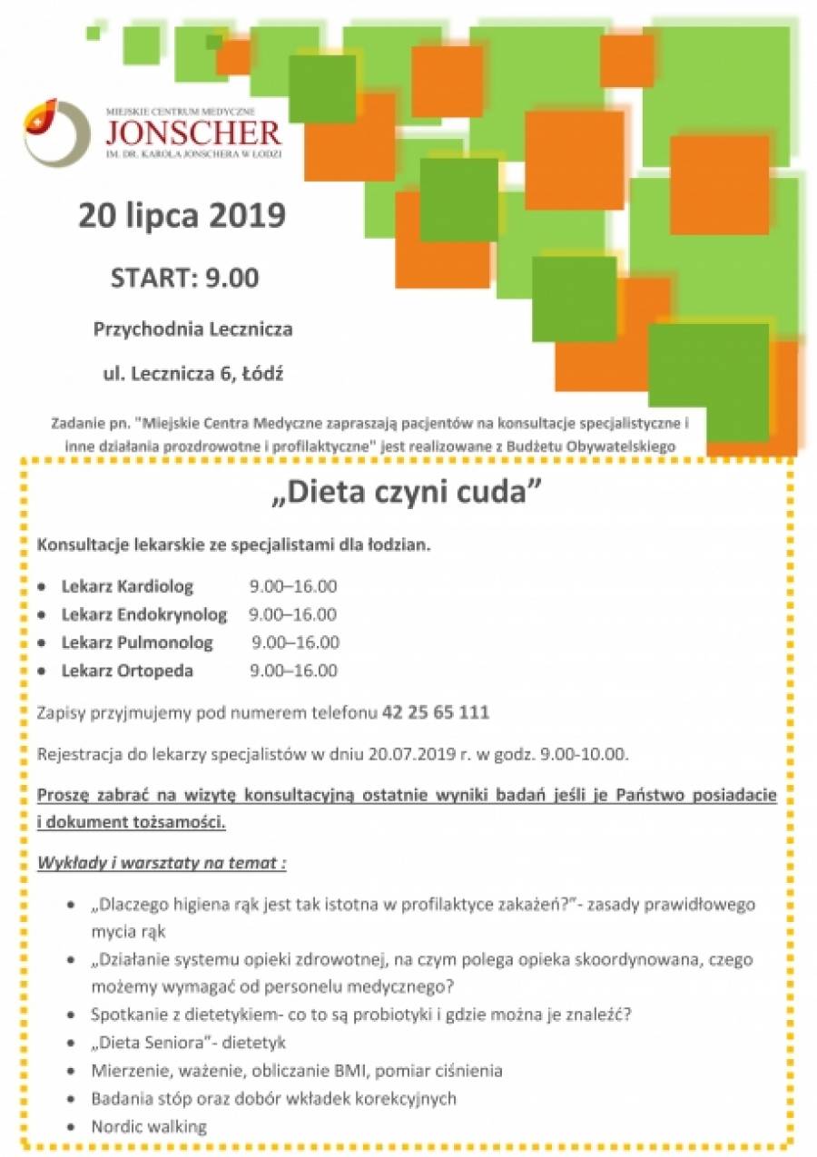 SPOTKANIE PROZDROWOTNE "DIETA CZYNI CUDA" 20.07.2019 