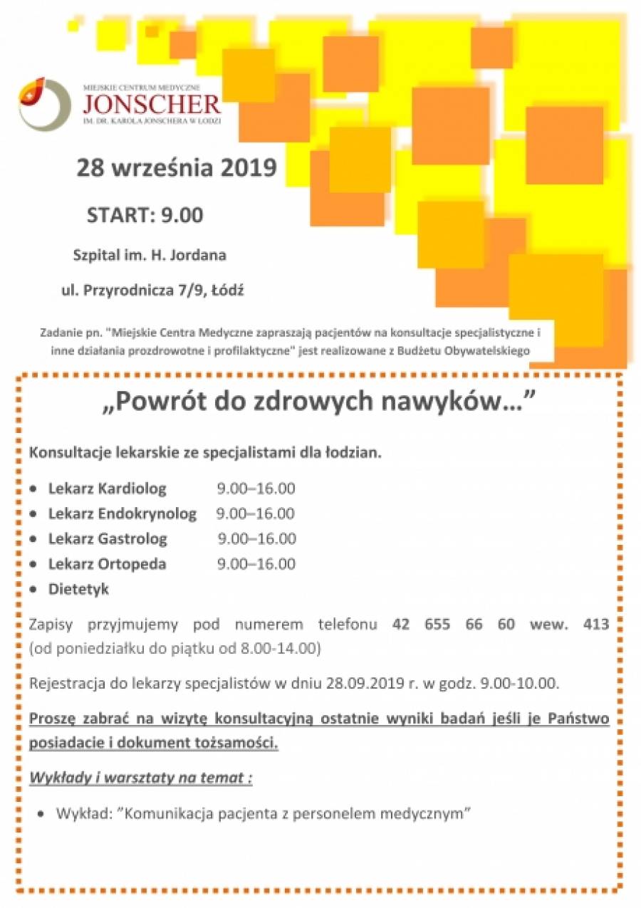 SPOTKANIE PROZDROWOTNE "POWRÓT DO ZDROWYCH NAWYKÓW..." 28.09.2019 