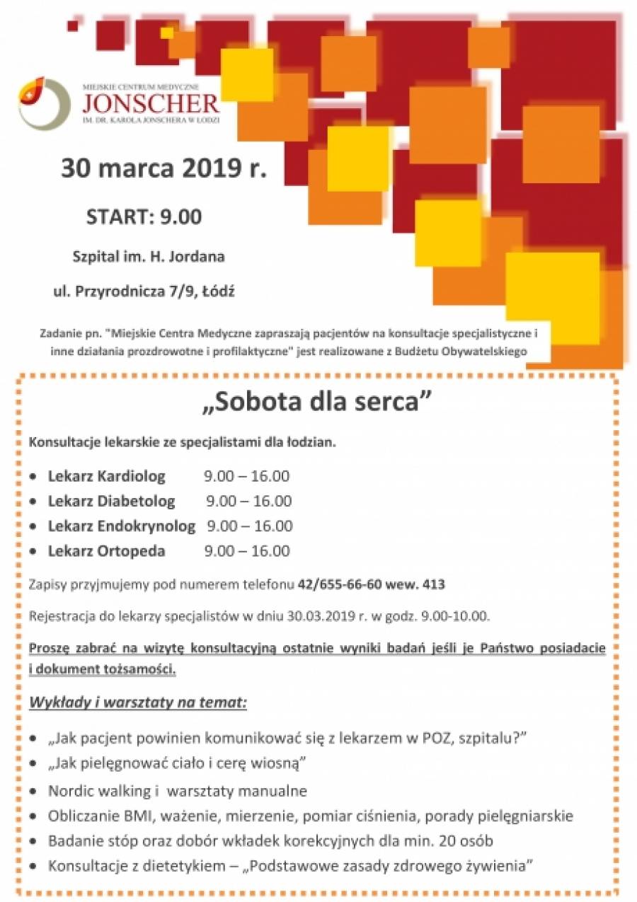 SPOTKANIE PROZDROWOTNE "SOBOTA DLA SERCA" 30.03.2019 R. 