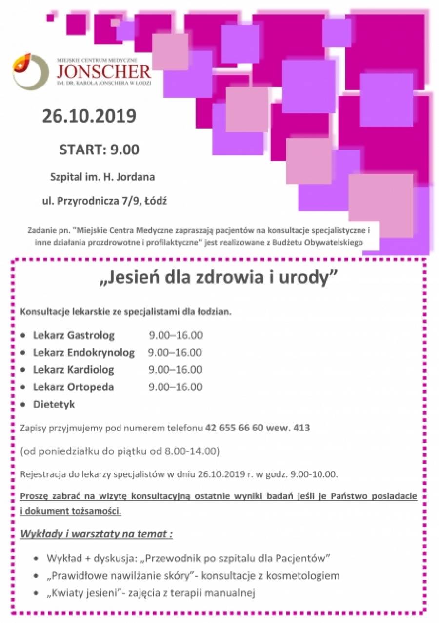 SPOTKANIE PROZDROWOTNE "JESIEŃ DLA ZDROWIA I URODY" 26.10.2019 