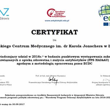 Certyfikat Ministerstwa Zdrowia
